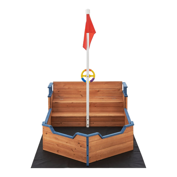Sandbox Mestia con aspetto di nave pirata 136x193x94cm Legno Naturale [en.casa]