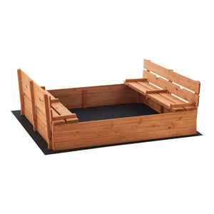 Sabbiera in Legno 'Campillos' con Panchine Integrate e Telo Permeabile - Chiudibile [en.casa]
