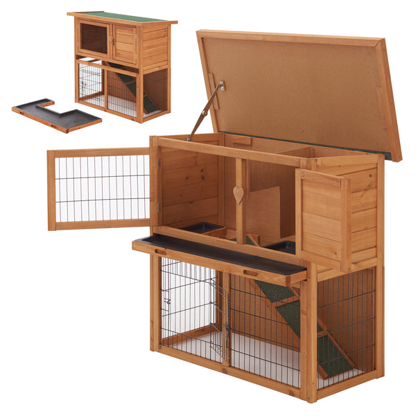 Gabbia per conigli Nidda 85x91,5x45cm legno di abete [en.casa]