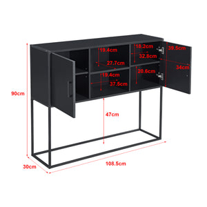 Sideboard Motala con ripiano e ante armadio Nero [en.casa]