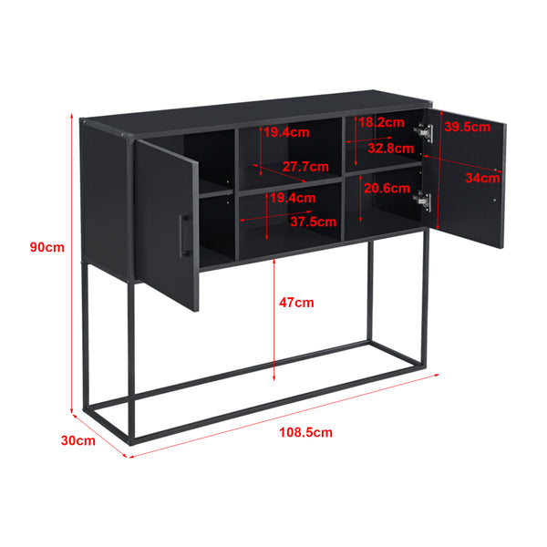 Sideboard Motala con ripiano e ante armadio Nero [en.casa]