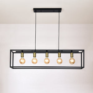 Lampada a sospensione Rouen 5 x E27 Nero / Colore ottone lux.pro