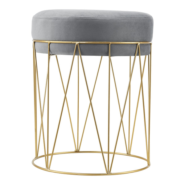 Sgabello basso 'Melsele' con Seduta Imbottita - Grigio [en.casa]