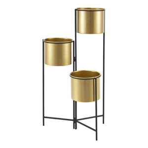 Porta piante Haasdonk 3 pz. Nero color ottone [en.casa]