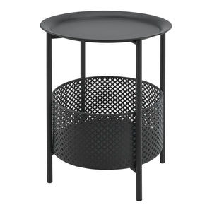Tavolino laterale Kruibeke 46x35cm con cestino Nero [en.casa]