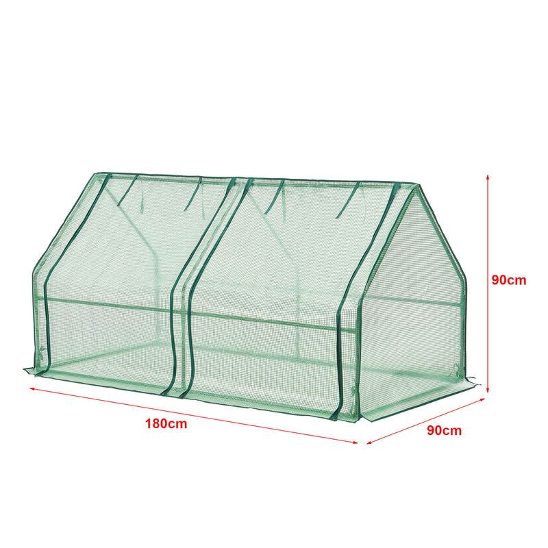 Schizzo in scala Mini Serra 'Nissewaard' da Balcone/Terrazza (LxPxA) 180 x 90 x 90 cm Copertura Reticolata Verde - Forma di Casetta [en.casa]