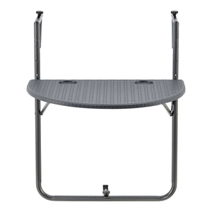 Tavolo da balcone sospeso Cicala 84x60x64 cm Semicircolare Acciaio Grigio scuro [en.casa]