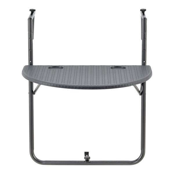Tavolo da balcone sospeso Cicala 84x60x64 cm Semicircolare Acciaio Grigio scuro [en.casa]
