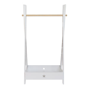 Guardaroba per bambini Laxe 126x73x43 cm Bianco/Naturale [en.casa]
