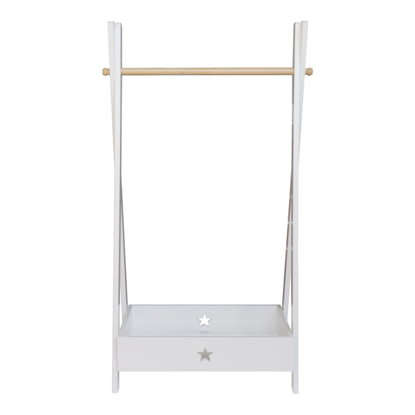 Guardaroba per bambini Laxe 126x73x43 cm Bianco/Naturale [en.casa]