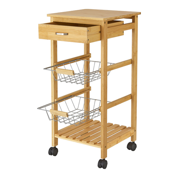 Carrello da cucina in bambù Stenungsund con cassetto 76x36x36cm [en.casa]