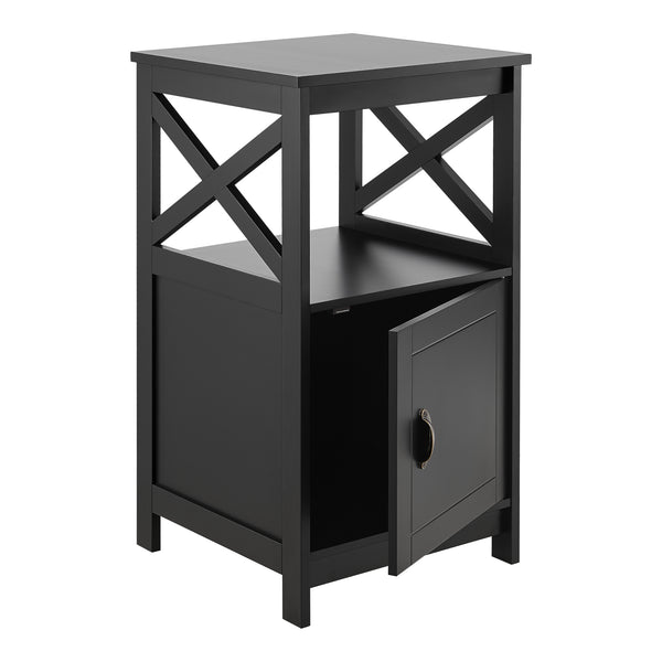 Tavolino 'Utajärvi' da Divano (AxLxP) 74 x 40 x 40 cm Comodino con Anta - Nero [en.casa]