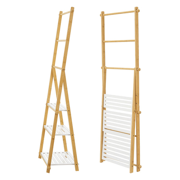 Scaffale da bagno in bambù Lapinjärvi con barre porta asciugamani [en.casa]