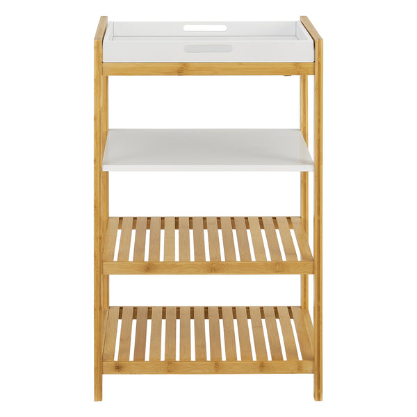 Libreria da terra in bambù Kiuruvesi con ripiano vassoio [en.casa]