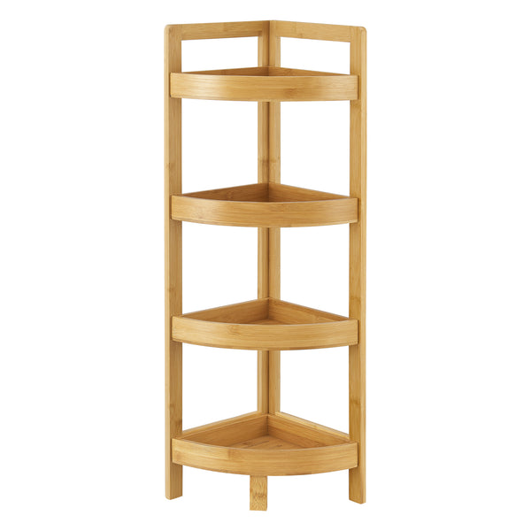 Mensola da bagno in bambù Lestijärvi Angolare con 4 ripiani 80x23x23cm [en.casa]