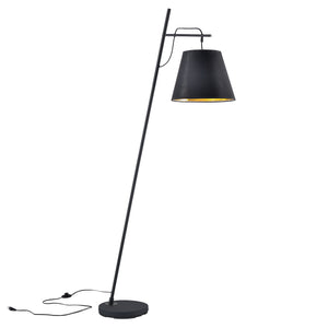Lampada da Terra 'Nottingham' Piantana Pendente in Metallo con Paralume in Tessuto - Nero [lux.pro]