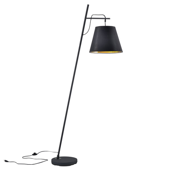 Lampada da Terra 'Nottingham' Piantana Pendente in Metallo con Paralume in Tessuto - Nero [lux.pro]