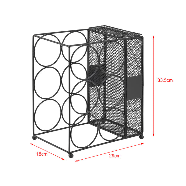Portabottiglie Drangedal per 6 bottiglie con contenitore a griglia [en.casa]