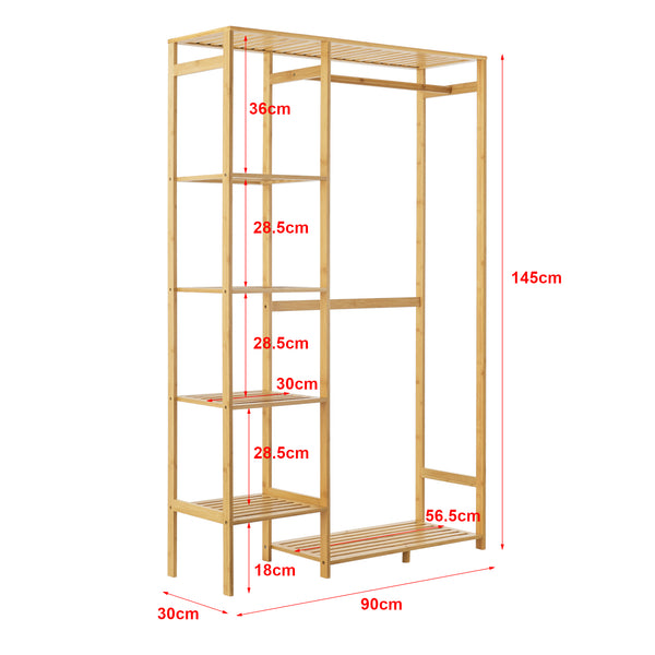 Appendiabiti Eurajoki 139x100x40 cm Bambù Naturale [en.casa]