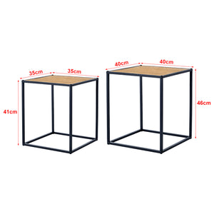 Set di 2 Tavolini Sovrapponibili 'Grindavik' a Forma di Cubo - Color Legno/Nero [en.casa] 