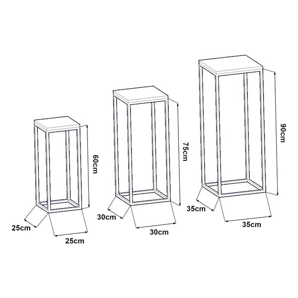 Set di 3 Tavoli da Consolle 'Kontiolahti' Struttura Sovrapponibile a Forma di Colonna - Color Legno/Nero [en.casa]