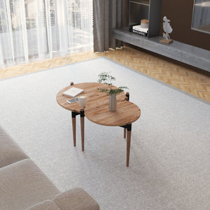 Tavolino Basso da Salotto 'Kristinestad' con Piani Rotondi in Altezze Diverse - Legno di Pino [en.casa]