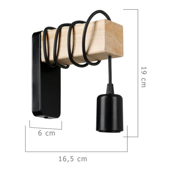 Lampada da Parete 'Chelmsford' Senza Paralume Applique in Metallo e Legno [lux.pro]