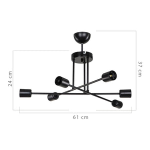 Plafoniera Derry 6xE27 Metallo Nero [lux.pro]