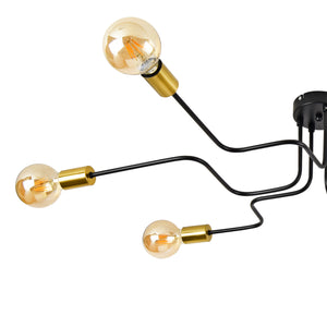 Plafoniera Carlisle Industrial 6 x E27 Nero/Ottone [lux.pro]