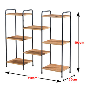 Libreria Birkerød con 8 ripiani 100 x 110 x 30 cm Nero / Effetto noce [en.casa]