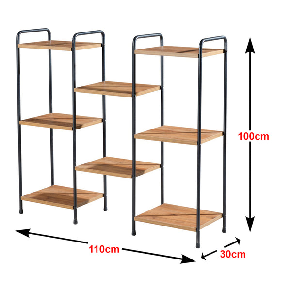 Libreria Birkerød con 8 ripiani 100 x 110 x 30 cm Nero / Effetto noce [en.casa]