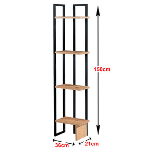 Scaffale Portaoggetti Bjergsted Mobile a Terra con 4 Ripiani  - Nero/Effetto Noce [en.casa]