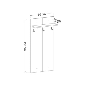 Pannello appendiabiti Farsø con ripiano e 3 ganci Bianco [en.casa]