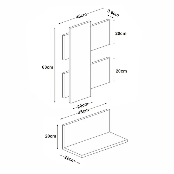 Mensola da parete Egtved con pannello da parete effetto quercia / antracite [en.casa]