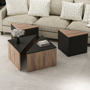 Set tavolino Frederikshavn 4 pz. effetto quercia / nero [en.casa]