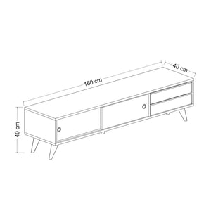 Tavolino TV Fladså 45x116x40 cm effetto quercia / nero [en.casa]