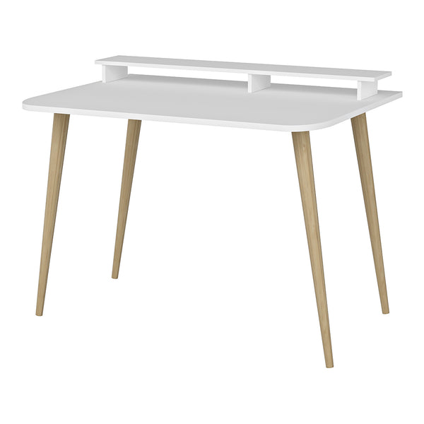 Scrivania con Supporto di Rialzo Monitor 'Östhammar' Tavolo da Studio Postazione di Lavoro - Bianco [en.casa]