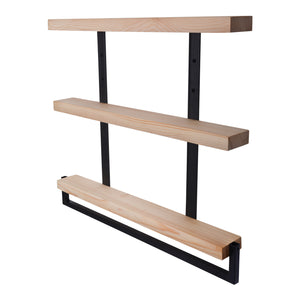 Mensola da parete Nykøbing con 3 ripiani Naturale/Nero [en.casa]