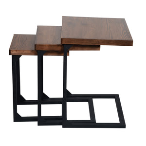 Tavolino da salotto Rørvig set da 3 in legno di pino, tinto [en.casa]