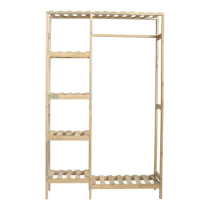 Stand Appendiabiti 'Smørum' 160 x 100 x 30 cm Organizzatore Guardaroba con Barra Porta Abiti e Ripiani Laterali Struttura in Legno di Pino [en.casa]