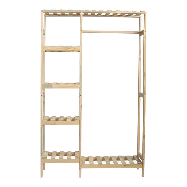 Stand Appendiabiti 'Smørum' 160 x 100 x 30 cm Organizzatore Guardaroba con Barra Porta Abiti e Ripiani Laterali Struttura in Legno di Pino [en.casa]