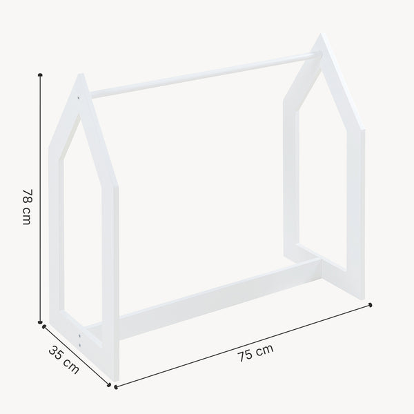 Stand Appendiabiti Værløse per Bambini Porta Abiti a Forma di Casetta 78x75x35 cm Bianco [en.casa] 