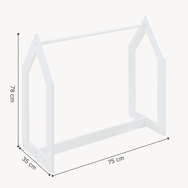 Schizzo in scala Stand Appendiabiti Værløse per Bambini Porta Abiti a Forma di Casetta 78x75x35 cm Bianco [en.casa] 