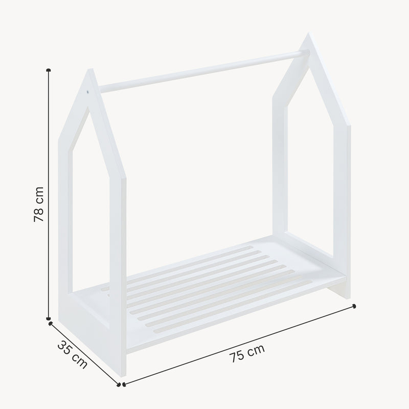 Schizzo in scala Appendiabiti Langeskov a Forma di Casetta Porta Abiti per Bambini 78x75x35 cm Bianco [en.casa] 
