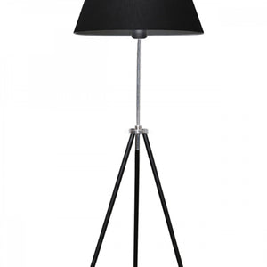 Lampada da Terra 'Livingston' Piantana Tripode Lampada a Treppiedi con Paralume in Tessuto di Forma Circolare - Nero - lux.pro