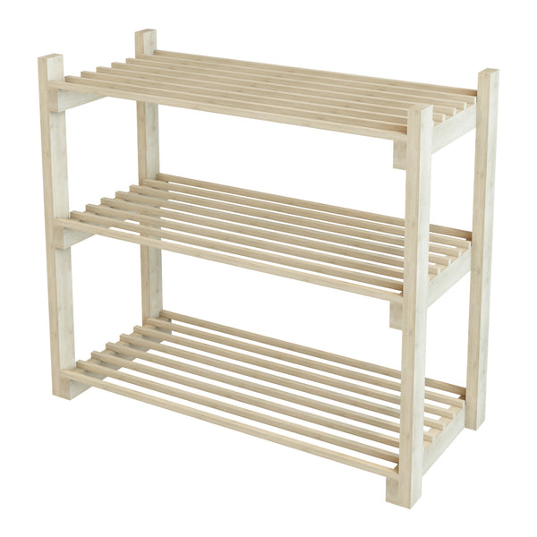 Scaffale per scarpe Them con 3 ripiani in legno di pino [en.casa]