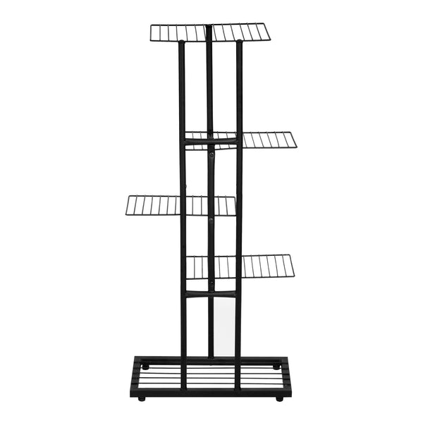 Scaffale Portapiante 'Beek' Mobile Espositore con Ripiani a Rete Organizzatore in Metallo per Vasi e Piante Portafiori - Nero [en.casa]