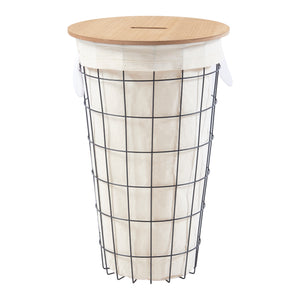 Cesto per biancheria Skive con sacco per biancheria 40 L metallo nero [en.casa]