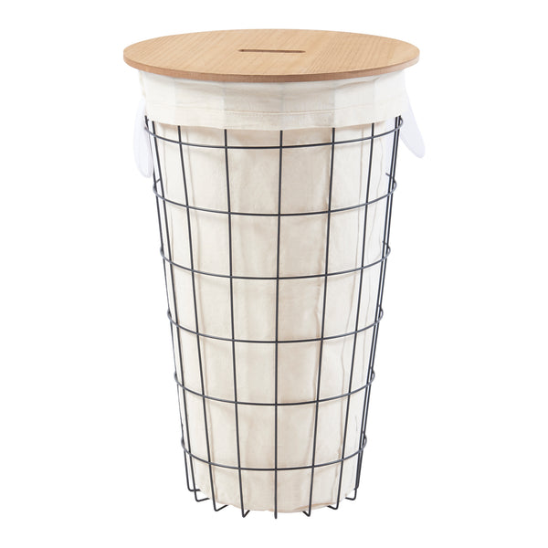 Cesto per biancheria Skive con sacco per biancheria 40 L metallo nero [en.casa]