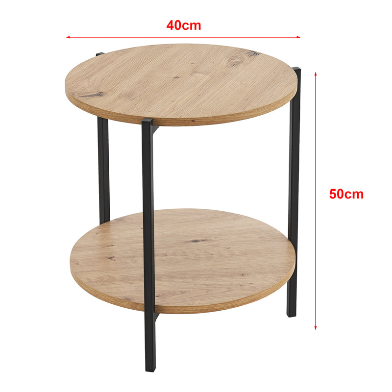 Schizzo in scala Tavolino Basso Kuopio a 2 Ripiani Rotondi Ø40cm Effetto Legno [en.casa] 